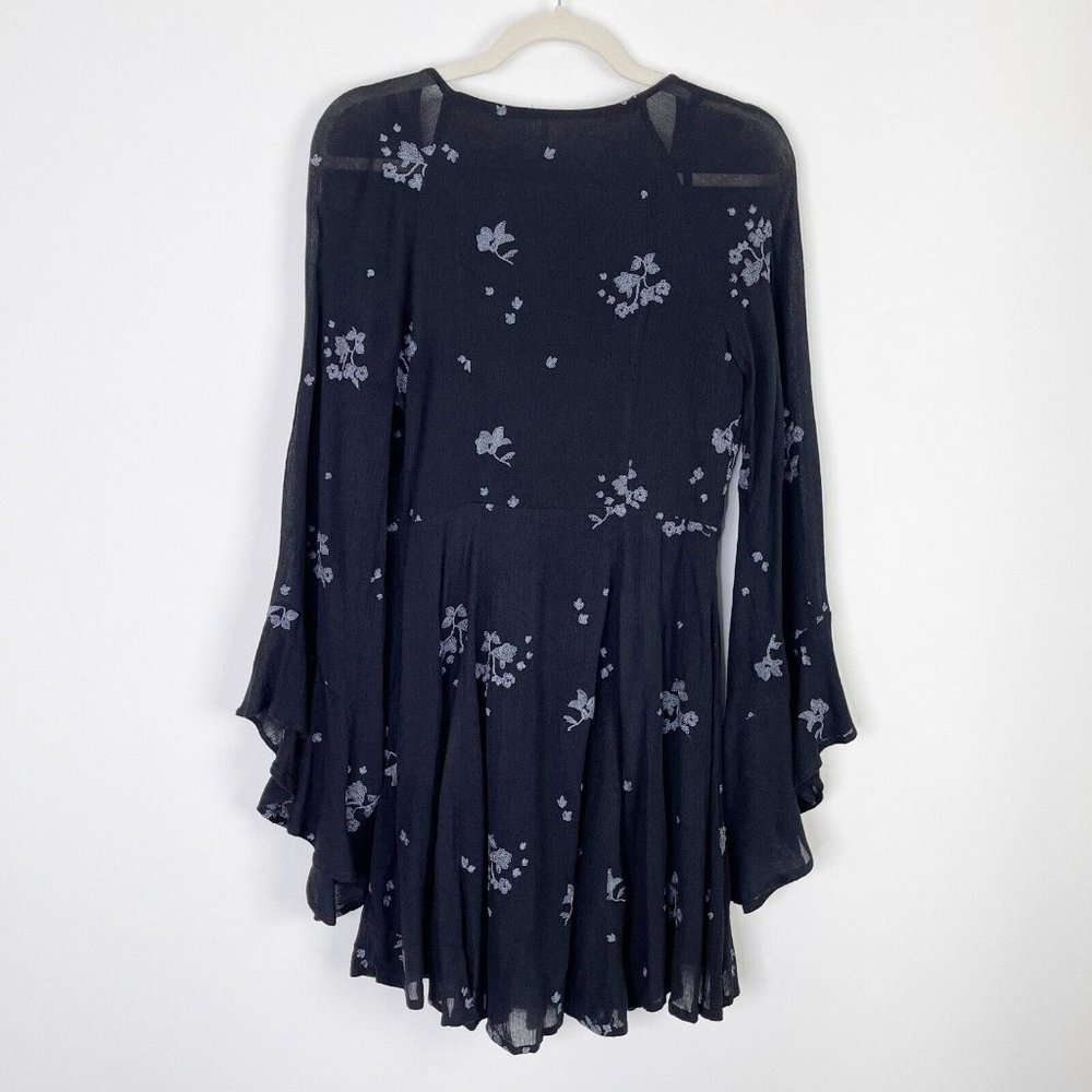 Free People Black Floral Dress Size 6 Mini Boho - Picture 9 of 11